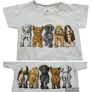Vintage T Shirt Puppies Toddler Size 2-4 Puppy Dogs Front & Back Tee 90s